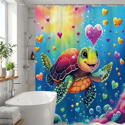 Rideau de douche tortue dessin animé étanche