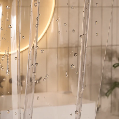 Rideau transparent imperméable avec gouttes d’eau et aimants intégrés