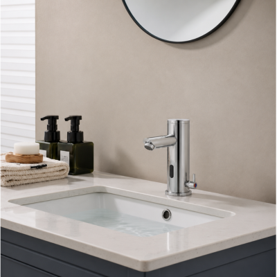 Robinet de lavabo argent sans contact avec température parfaite