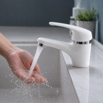 Robinet de lavabo de salle de bain facile a nettoyer