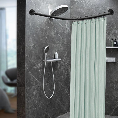 Salle de bain moderne avec tringle de douche en angle noire