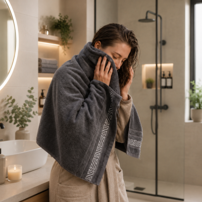 Serviette de bain épaisse et absorbante au style minimaliste