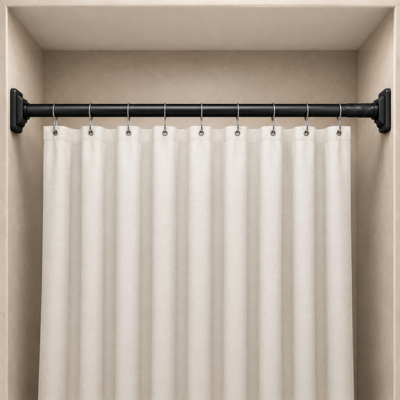Supports-muraux-pour-tringle-de-douche-extensible-en-finition-noire