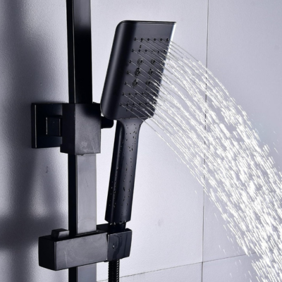 Système de douche thermostatique noir avec douchette