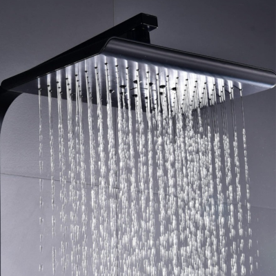Système de douche thermostatique noir avec tête carré