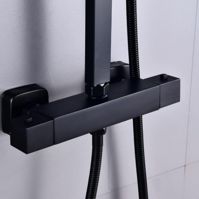 Système de douche thermostatique noir design moderne