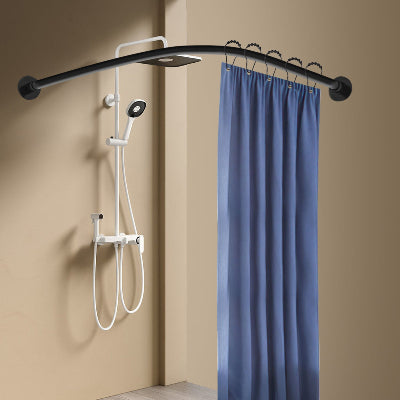 Tringle à rideau de douche en angle avec rideau installée  douche