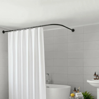 Tringle de douche angle noire télescopique résistante à la rouille