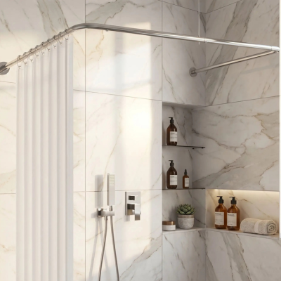 Tringle de douche murale acier inoxydable résistante à la rouille