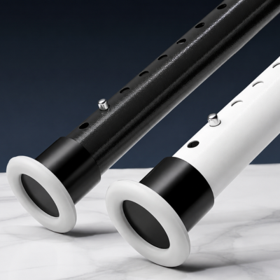 Tringle de rideau de douche extensible en noir ou blanc