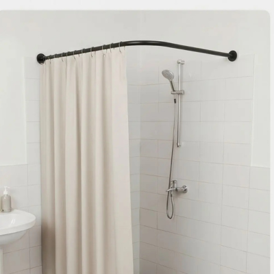 Tringle rideau de douche en angle sans perçage design noir