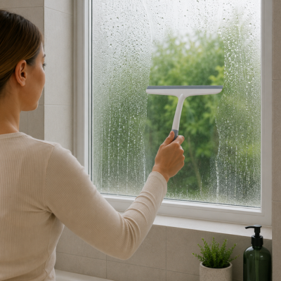 Accessoire de nettoyage pour douche permettant d’essuyer efficacement les vitres