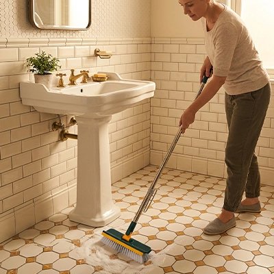 ​Balai brosse longue poignée pour nettoyer les sols et joints