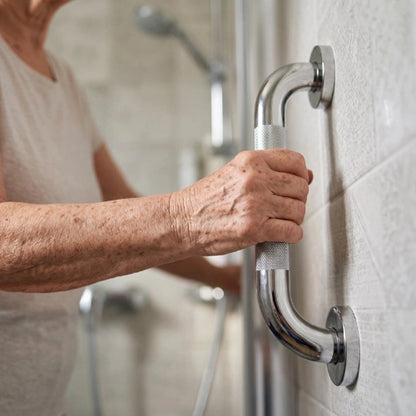 Barre d’appui incurvée en acier inoxydable fixée au mur