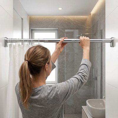 Barre de douche système télescopique à pression entre deux murs 