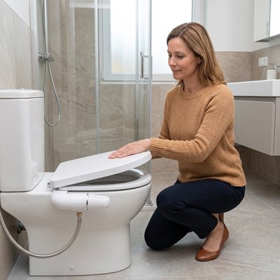 Bidet japonais avec bouton rotatif permettant le réglage de pression