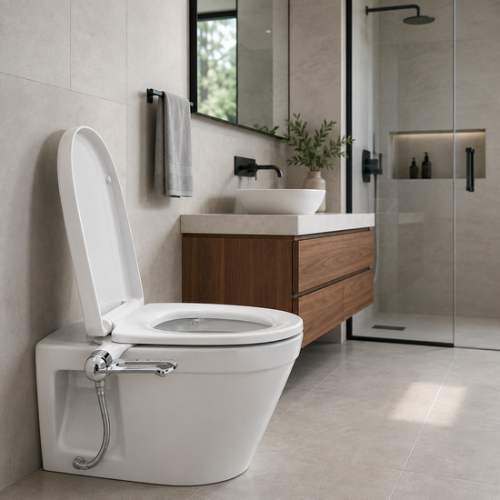 Bidet pour WC se posant entre la cuvette et l'abattant 