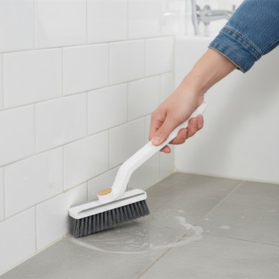 Brosse compacte avec poignée allongée pour nettoyer facilement les coins