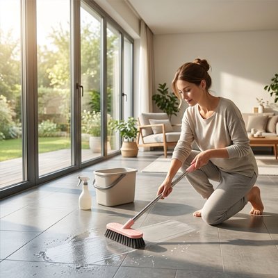 Brosse de nettoyage ergonomique pour douche, carrelage et surfaces verticales