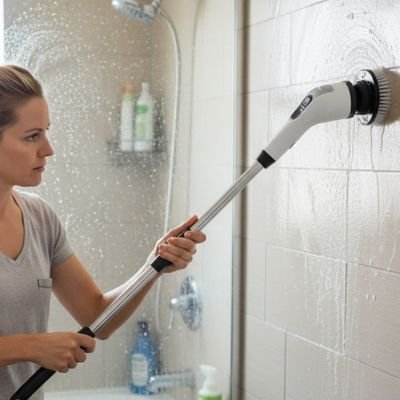  Brosse de nettoyage motorisée avec manche télescopique 