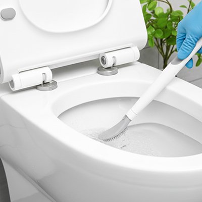 Brosse pour toilette avec tête en silicone souple