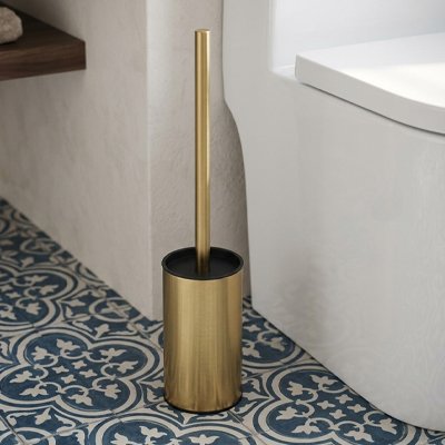 Brosse pour WC en noir blanc ou laiton brossé doré