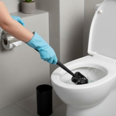 Brosse toilette avec support de rangement cylindrique inclus