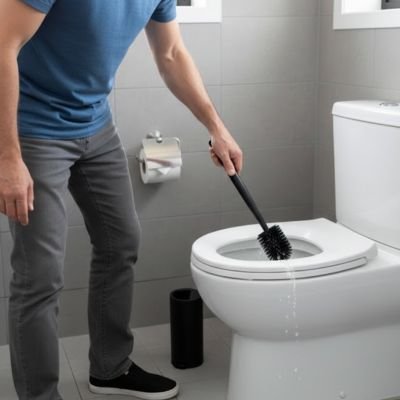 Brosse toilette muni d'un manche ergonomique allongé