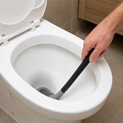 Brosse WC à manche long nettoyant efficacement l’intérieur des toilettes