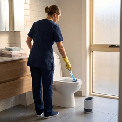 Brosse WC autoportante au design moderne dans une salle de bain