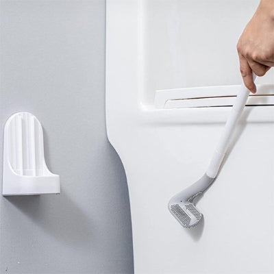 Brosse WC avec la tête de brosse en silicone souple