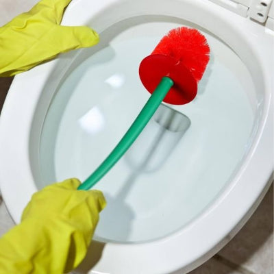 Brosse WC avec tige verte ergonomique manche long et courbé