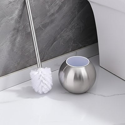 Brosse wc design a  finition métal brossé argenté forme arrondie