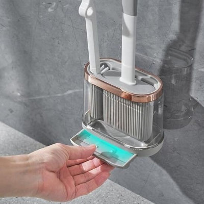 Brosse WC  en plastique résistant avec finitions effet métal 
