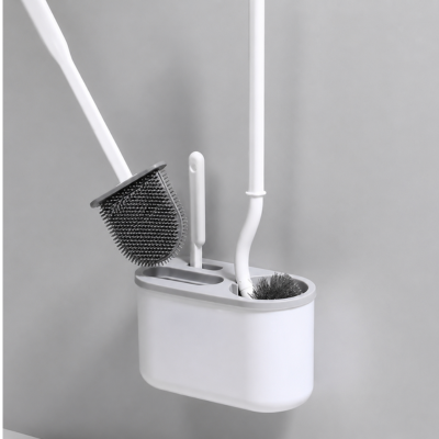 Brosse WC en silicone avec support mural et compartiment