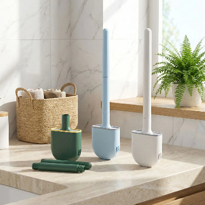 brosse wc en silicone offert en bleu  vert ou blanc