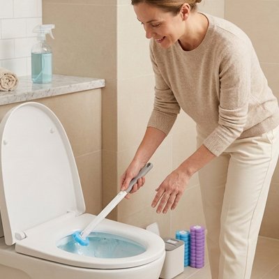 brosse wc têtes de nettoyage traitées avec agents nettoyants intégrés 