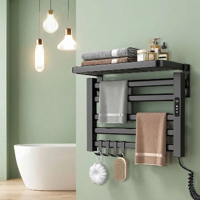 chauffe serviette salle de bain gris sur vert