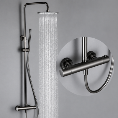 colonne de douche avec pommeau effet pluie de 12 pouces