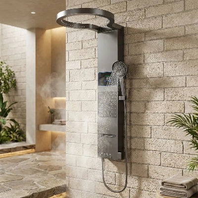 colonne-de-douche-gris-avec-la-tete-en-cerceau