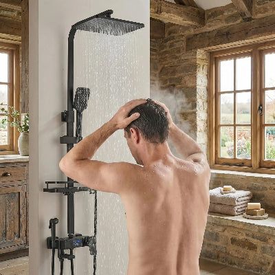 colonne-de-douche-noir-mat