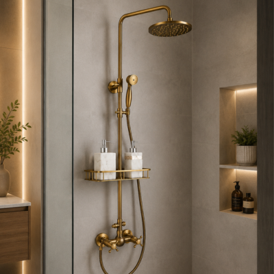 colonne-de-douche-rétro-doré-dans-un-décor-luxueux