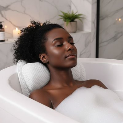 Coussin baignoire avec ventouses intégrées permettant une adhérence stable