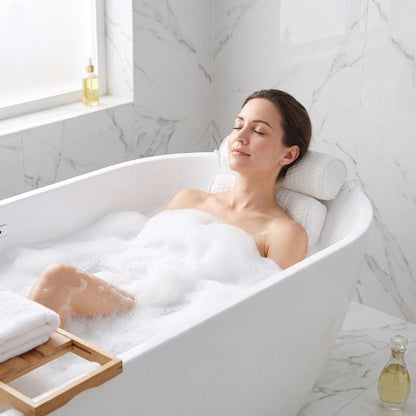 Coussin de bain antidérapant à ventouses avec soutien cervical