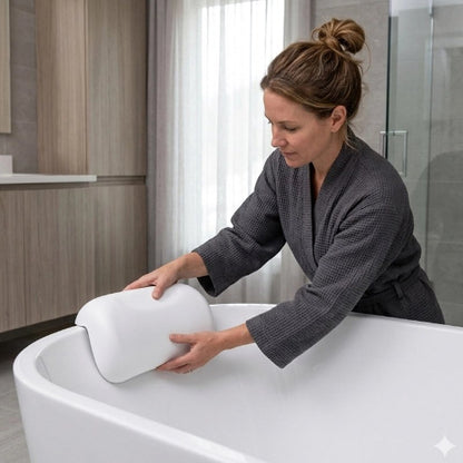 Coussin de bain avec ventouses facile à installer dans la baignoire