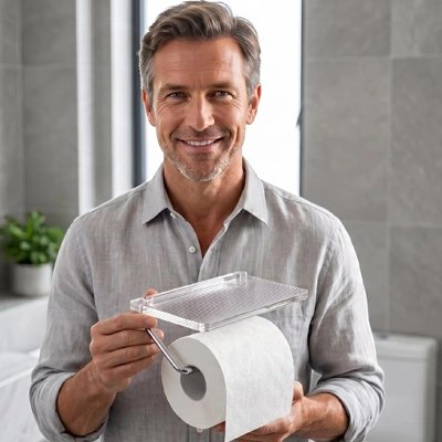 Dérouleur WC design avec tablette pour téléphone et petits objets