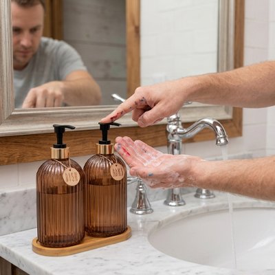 Distributeur à savon​ liquide de grande contenance réduisant le remplissage