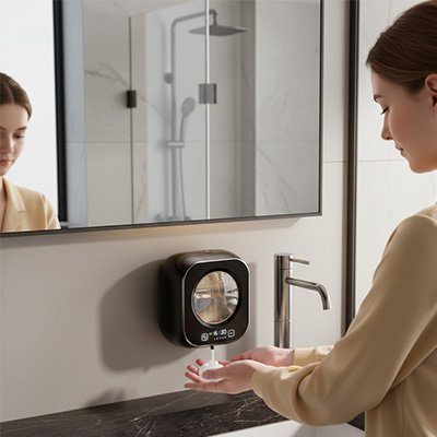 Distributeur de savon automatique​ format carré avec fenêtre transparente