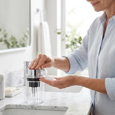 Distributeur de savon design pour lavabo de salle de bain