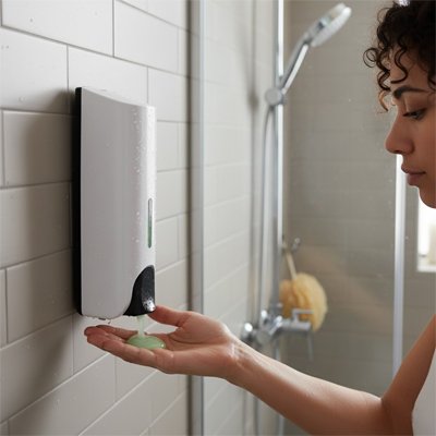 distributeur-de-savon-mural-automatique-de-couleur-blanc